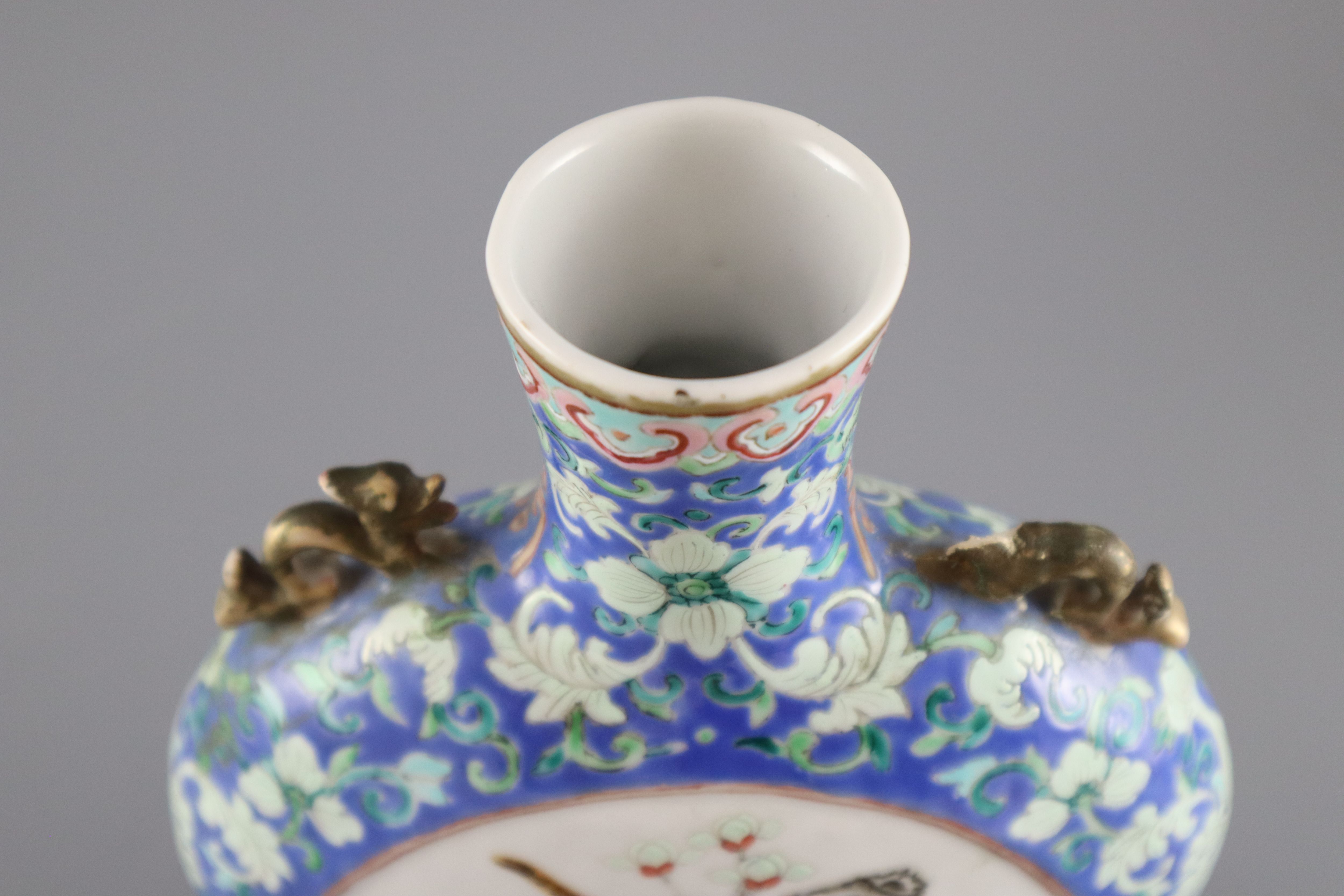 A Chinese famille rose moon flask, 19th century, 25cm high